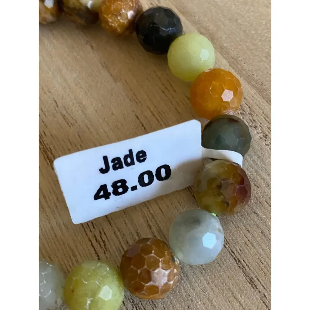 Jade Beaded Bracelet NEW 10 mm Earth tones 10mm - Picture 4 of 7